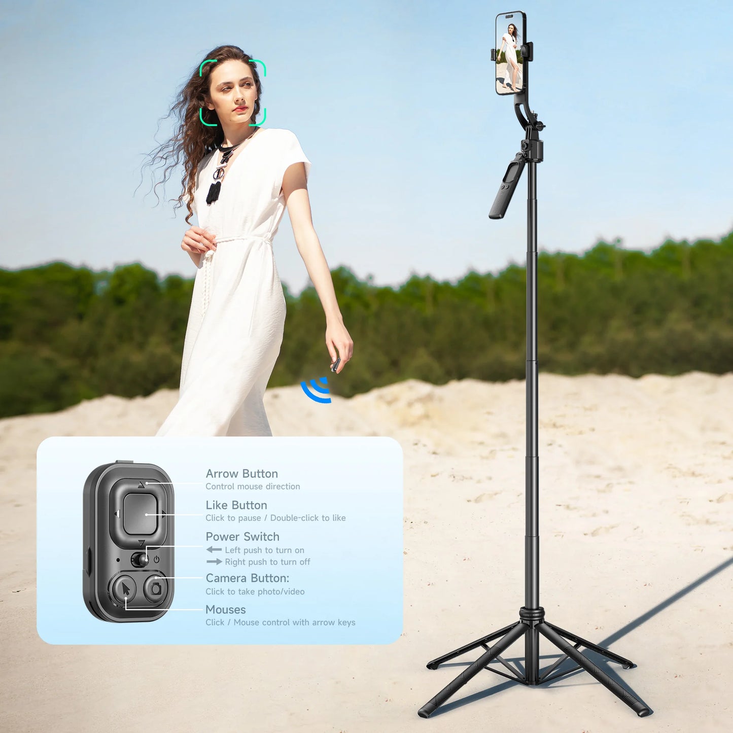 C17 Tripod 360°Auto-Rotation AI Tracking Remote Control Bluetooth Shooting Quadrapod Selfie Stick Stabilizer Optional Fill Light