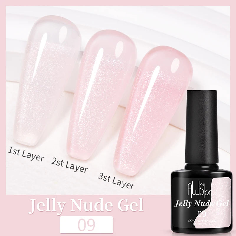 AWStorG 15ML Fiber Builder Nail Gel In A Bottle UV Semi Permanent Clear Pink Nail Strengthener Extension Construction Gel