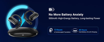 Wooask F56 Translator Earbuds -Real Time 144 Languages, Open Ear Translation Earphones No WIFI Needed, for Travel