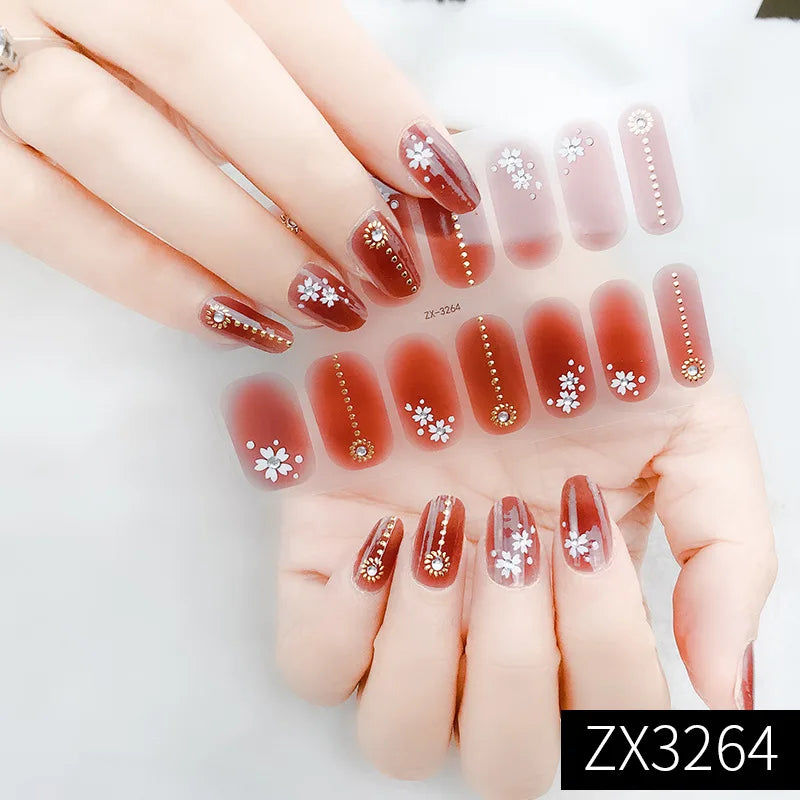 3D Waterproof Nail Art Stickers Self-Adhesive Fashion Colorful Manicure Decal UV LED Lamp Need Gel Nail Decals Nail Decoration