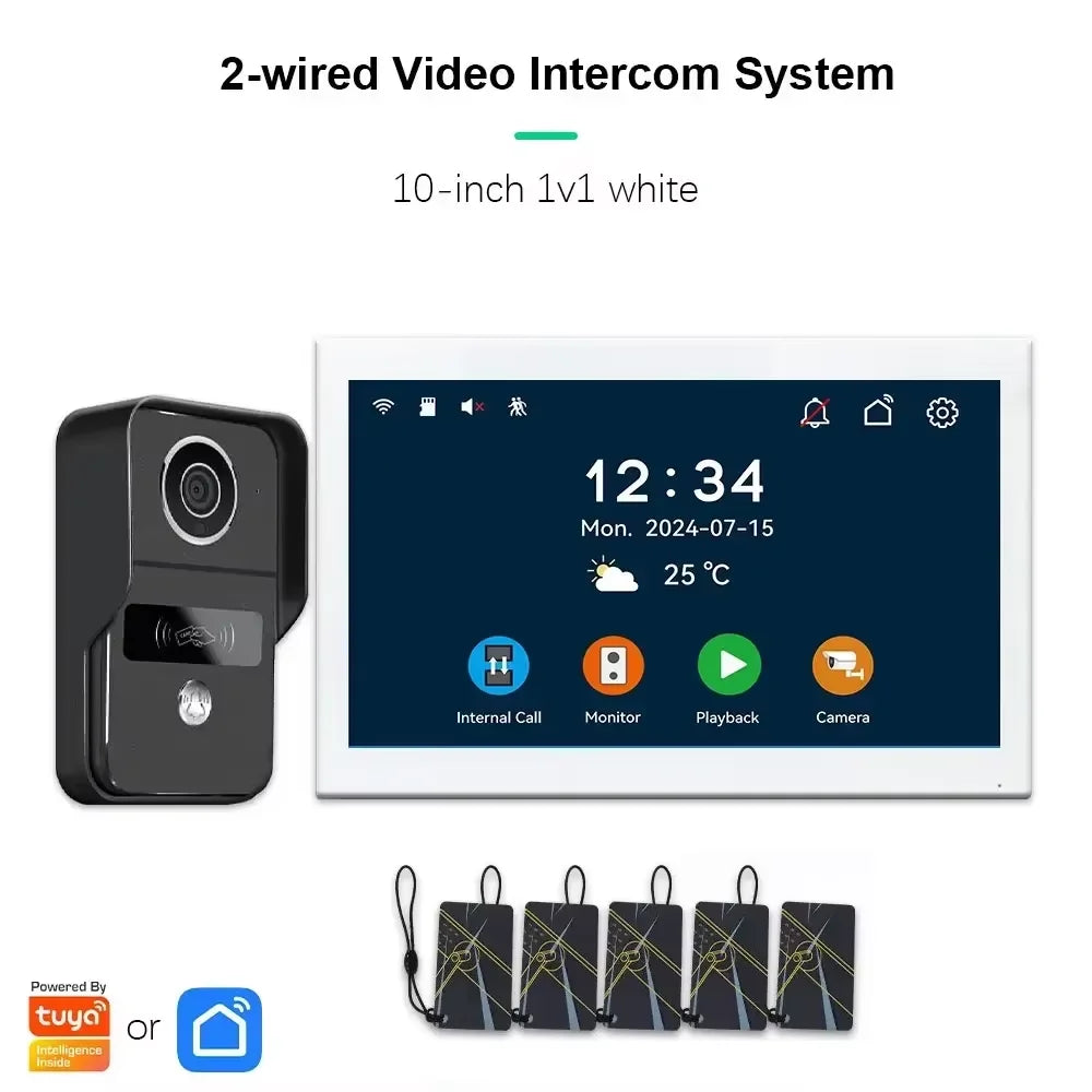 ANJIELO Smart Wifi 2-line intercom video Doorbell System 7/10-inch monitor 1080P doorbell camera Video doorbell Cartuya unlock