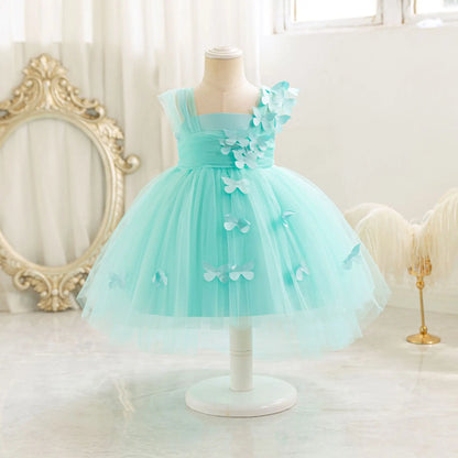 HETISO Baby Girls 1st Birthday Baptism Dress Kids Princess Wedding Party Ball Gowns for New Year 3D Butterfly Mesh