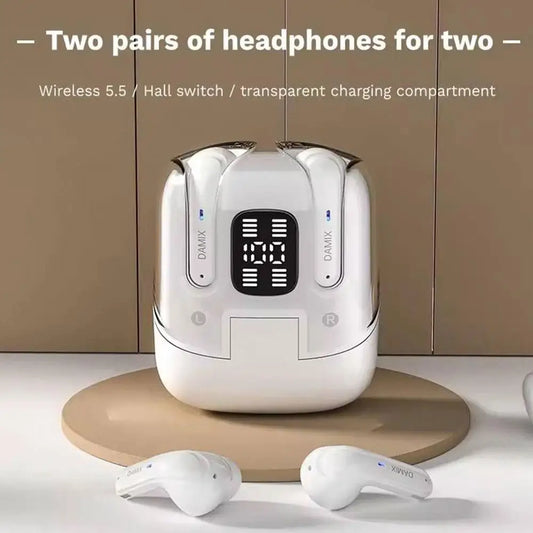 2 Pairs Wireless Earbuds Bluetooth 5.5 Ear Buds HiFi Bass Stereo Headphones With Noise Cancelling Earphones For Laptop Phones