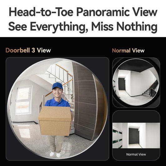 IMOU 2k Video Doorbell 3 with Chime fisheye lens Human Package Detection Rechargeable Battery Two-way Talk Waterproof 360° View - Merit Sell