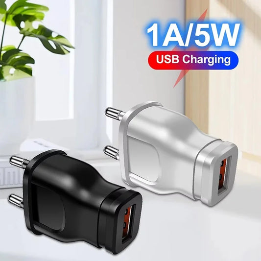 Mobile Phone Chargers AC 5V 1A USB Charger Mini Power Adapter Travel Wall Charger US EU Plug For iPhone Huawei Realme Redmi OPPO