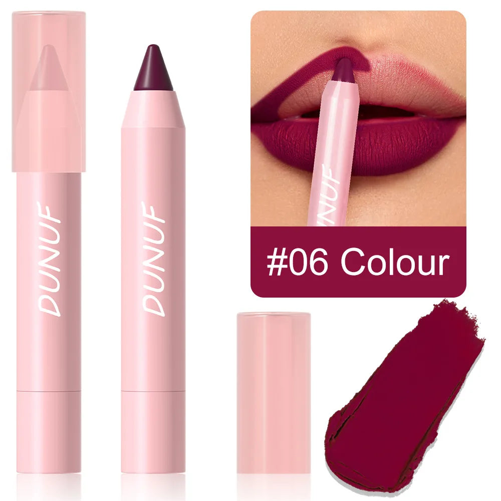 18-Colors Lipstick Pencil Waterproof Sexy Red Matte Contour Tint Lipstick Lasting Non-stick Cup Lipliner Pen Lip Makeup Cosmetic - Merit Sell