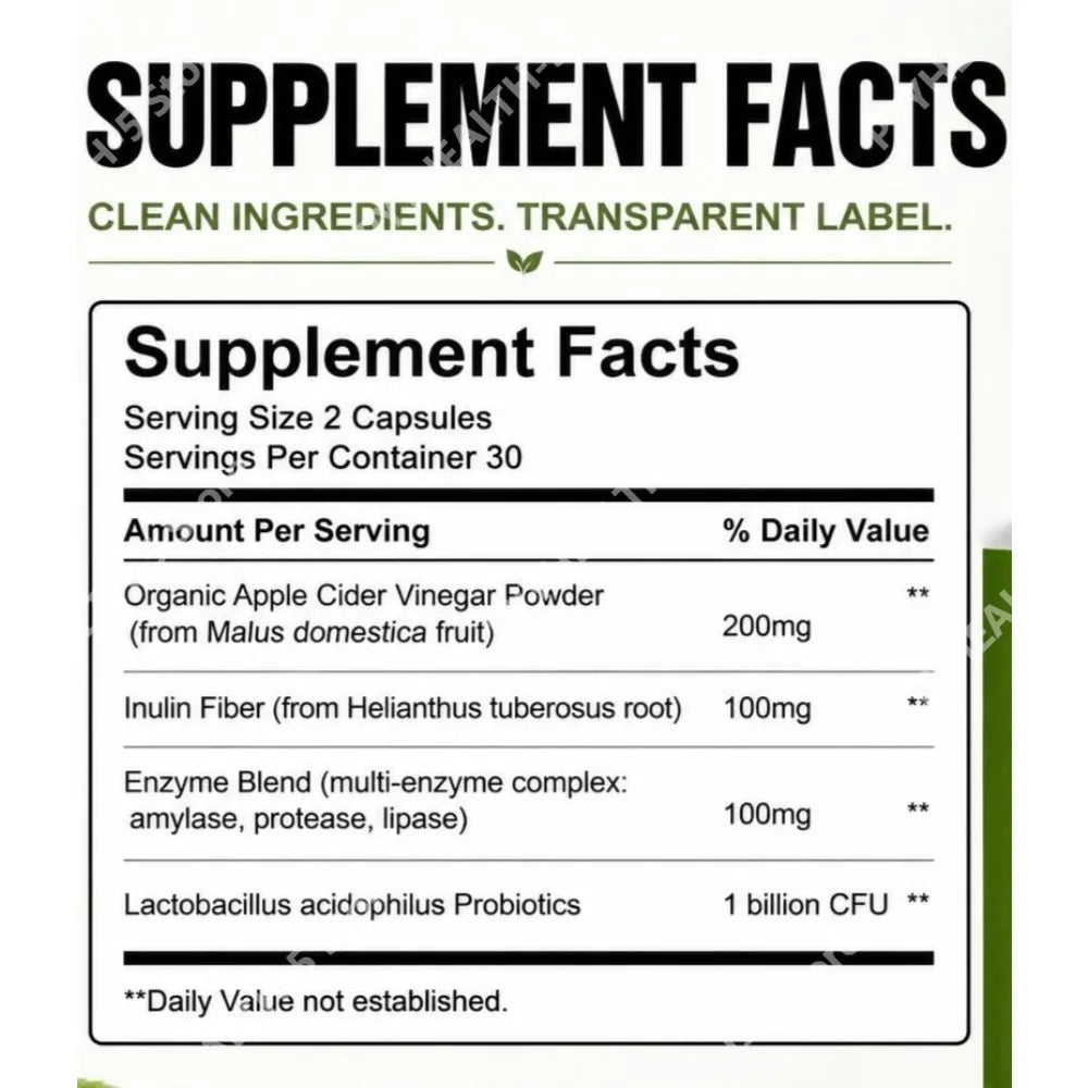 Googeer Gut Lining Support Capsules with Apple Cider Vinegar Powder, Inulin Fiber, Enzyme Blend and Probiotics 60 Capsules