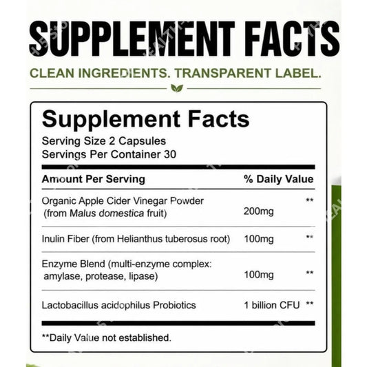 Googeer Gut Lining Support Capsules with Apple Cider Vinegar Powder, Inulin Fiber, Enzyme Blend and Probiotics 60 Capsules
