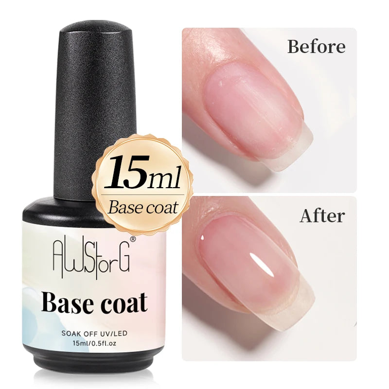 AWStorG 15ML Fiber Builder Nail Gel In A Bottle UV Semi Permanent Clear Pink Nail Strengthener Extension Construction Gel