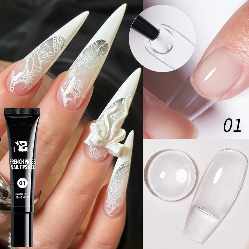 AWStorG 15ML Fiber Builder Nail Gel In A Bottle UV Semi Permanent Clear Pink Nail Strengthener Extension Construction Gel