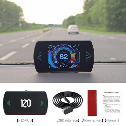 OBD2 Gauge P12 HUD Head Up Display Car Digital Auto Diagnostic Tools Digital Meter Speed RPM Water Temp Fuel consumption Voltage