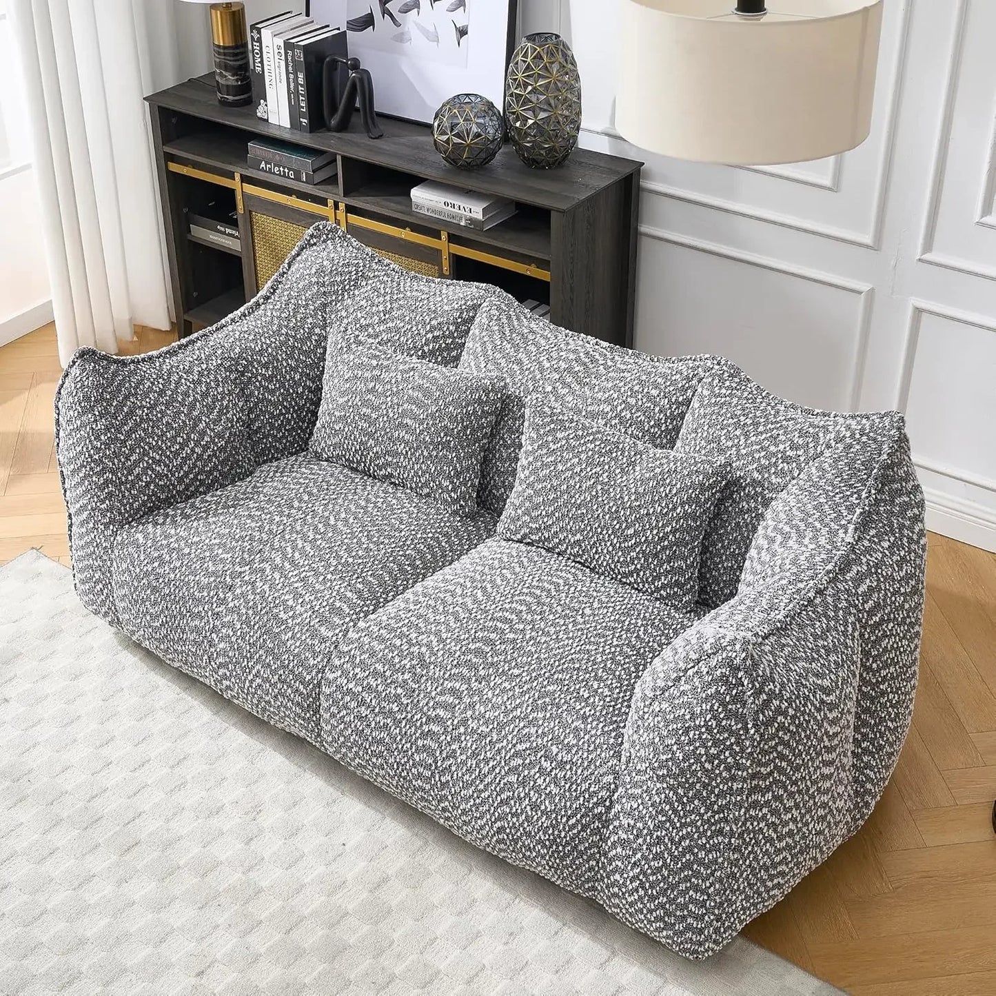 Soft Bean Bag Chair for Two with High Resilience Foam Core, Square Recliner Sofa for Living Room & Outdoor Terrace,, Customized