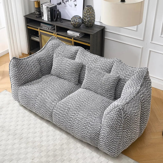 Soft Bean Bag Chair for Two with High Resilience Foam Core, Square Recliner Sofa for Living Room & Outdoor Terrace,, Customized - Merit Sell