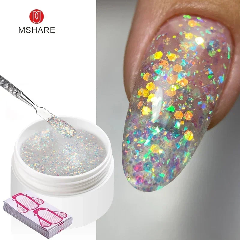 MSHARE 50ML Self Leveling Extension Nail Gel Set UV Led Construction Gel For Manicure Extend French Nail Art Build Nail