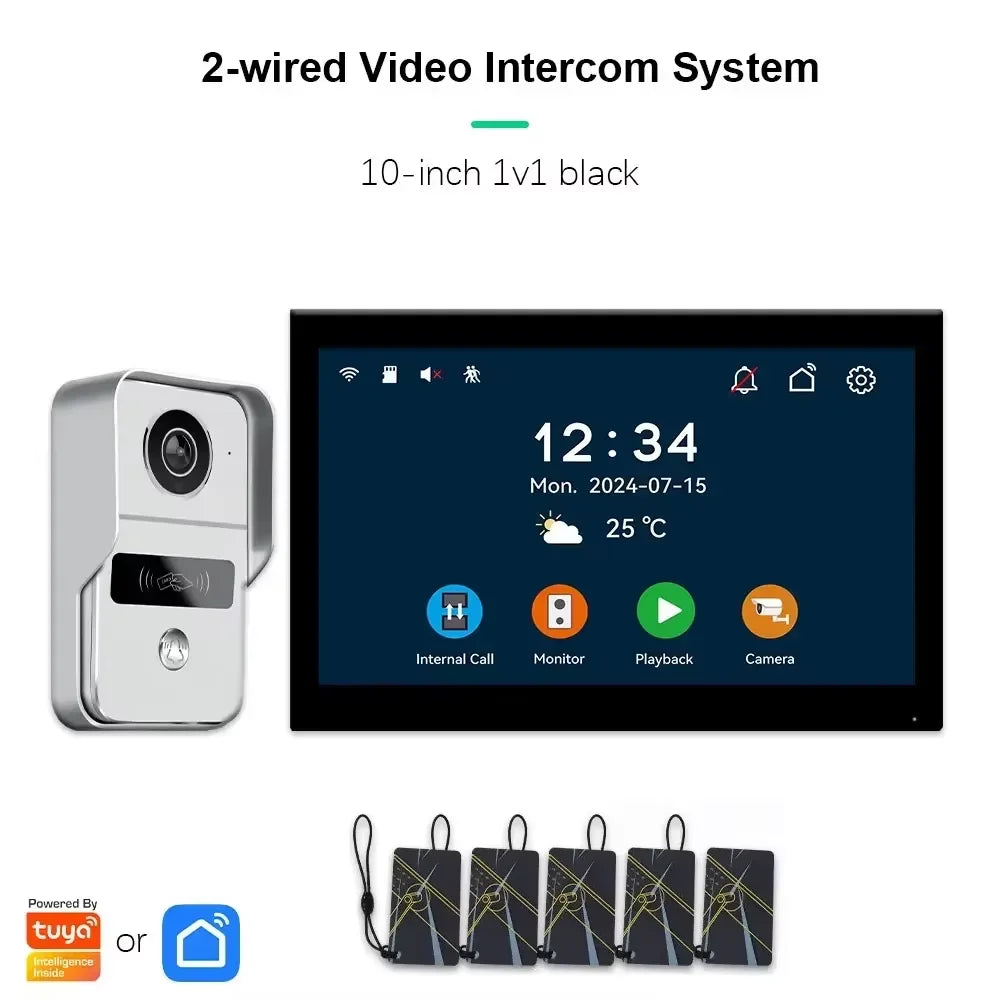 ANJIELO Smart Wifi 2-line intercom video Doorbell System 7/10-inch monitor 1080P doorbell camera Video doorbell Cartuya unlock