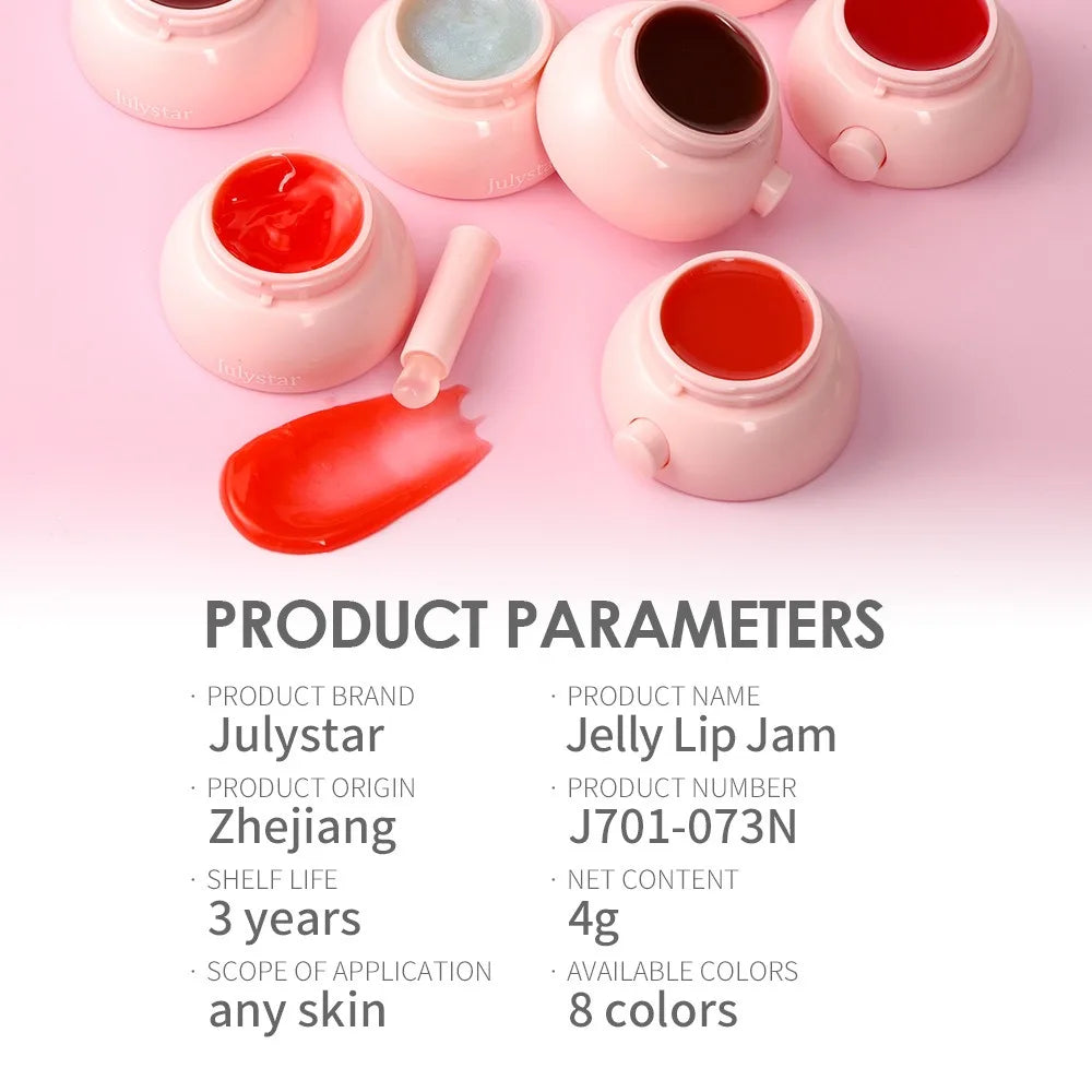 Long-lasting Moisturizing Solid Lip Jelly Red Tinted Lip & Cheek Jam Lip Balm Smooth Gloss Jelly LipGloss Water Light Lipsticks