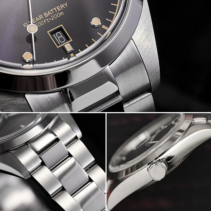Baltany Explorer Homage Quartz Watch S4041 200m Waterproof Ronda 715li Movement 39MM Stainless Steel Retro Sports Men's Watches
