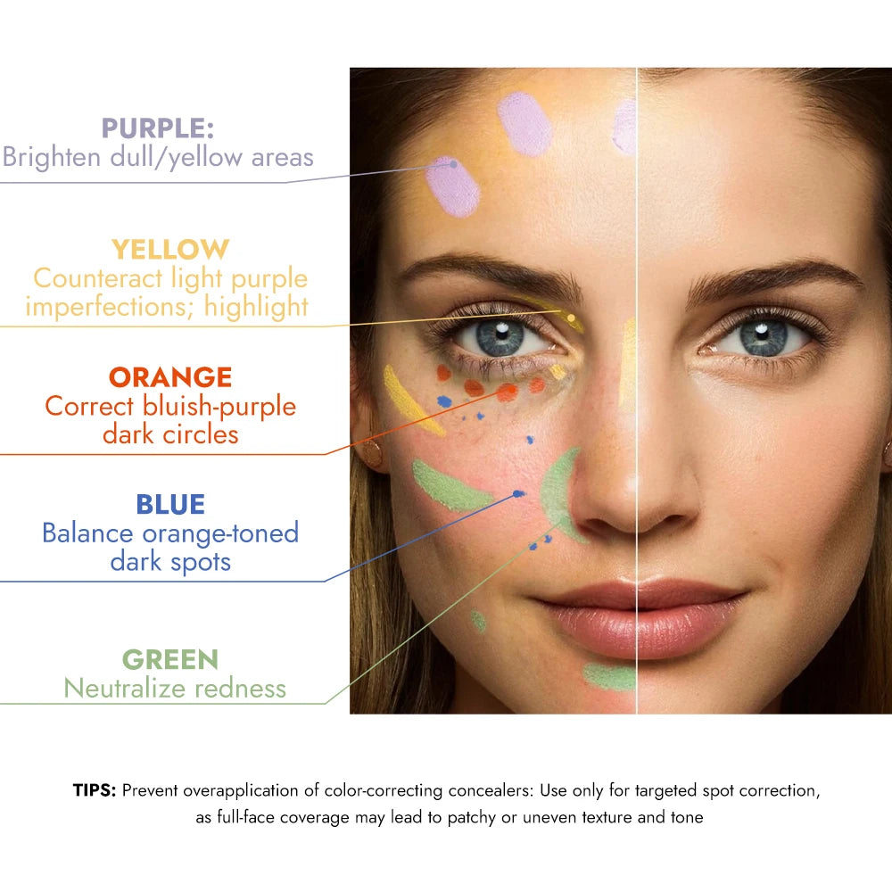 Yellow Orange Liquid Concealer Foundation Primer Base Facial Repair Dark Circles Corrector Skin Tone Purple Brighten Concealer