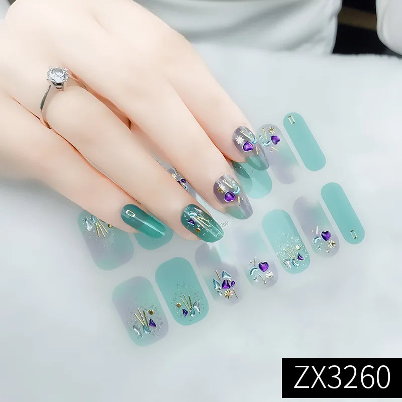 3D Waterproof Nail Art Stickers Self-Adhesive Fashion Colorful Manicure Decal UV LED Lamp Need Gel Nail Decals Nail Decoration