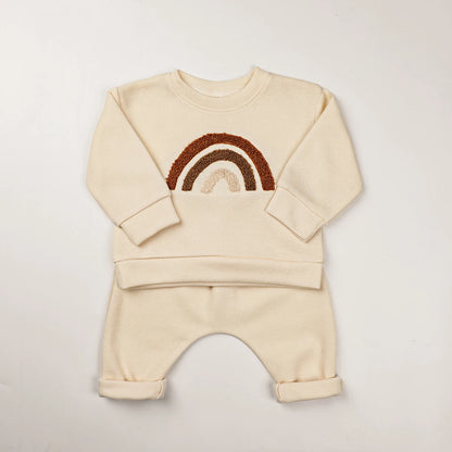 2024 Spring Baby Boys Clothes Cute Organic Cotton Sets Girls Long Sleeve Casual Sweatshirt+Pants 2pcs Kids Clothes Sports Suit
