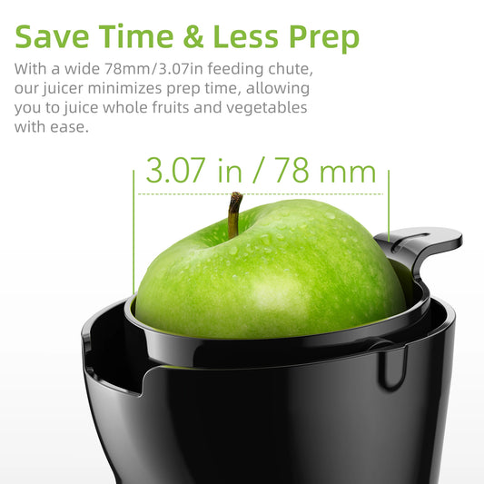 BioloMix 200W Cold Pressed Juicer with 78mm Feed Slot, Crushed Juice Extractor Fits Whole Fruits and Vegetables, Easy to Clean