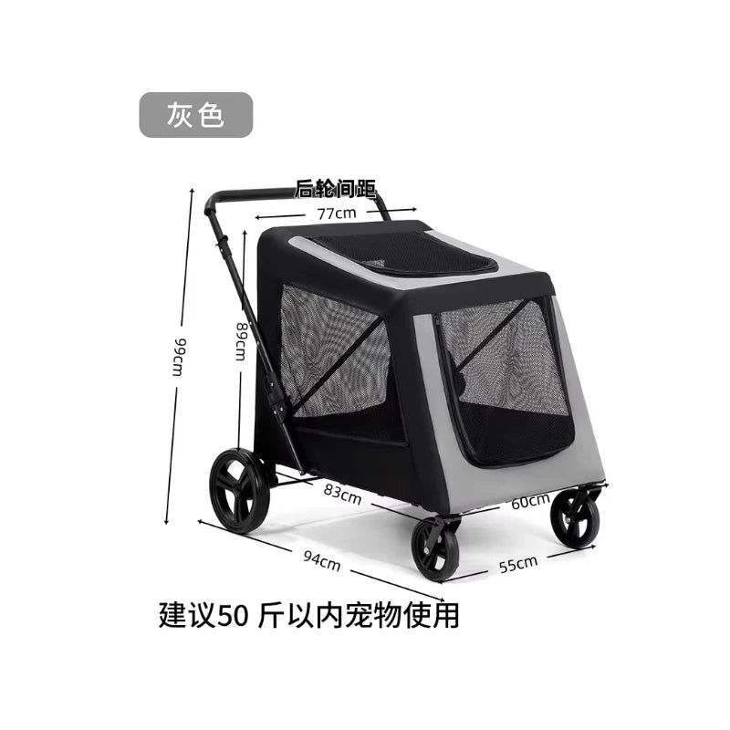 Portable Foldable Multi-functional Scooter for Large Dog Pet Carts Elderly Dog Walkers Convenient Multiple Pet Transport