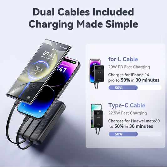 KUULAA powerbank 10000mAh powerbank 22.5W Portable Charger Fast Charging external battery power bank For iPhone 16 15 14 Xiaomi