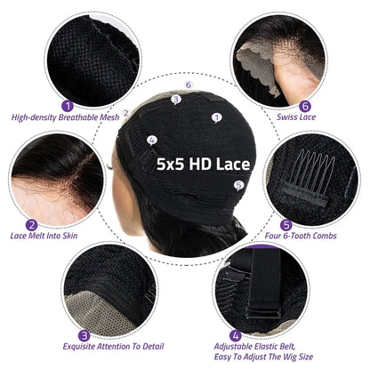 38 40 Inch Deep Wave 13x6 5x5 Lace Front Human Hair Wigs 200% Density Remy 360 Full Lace Frontal Wig Pre Plucked For Black Women