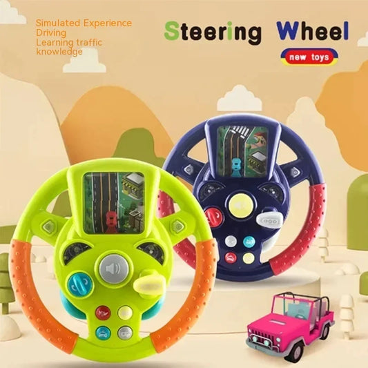 Children's Steering Wheel Toy Simulation Cab Electric Baby Stroller Early Education Puzzle Game Christmas Gift