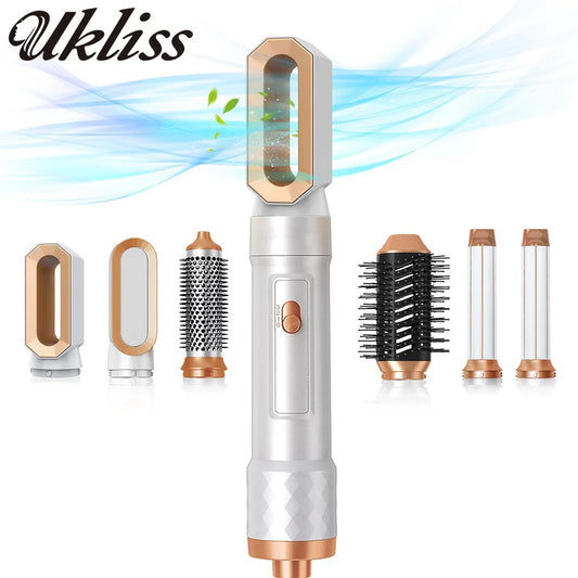 UKLISS Hair Dryer & Styler 5 in 1, Auto Curling Air Brush with Round Brush Hairdryer - Merit Sell