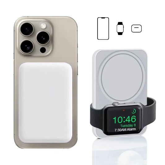 Magnetic Power Bank For iphone Airpods Apple Watch Wireless Charger 3 in 1 Wireless Powerbaknk Portable Auxiliary Battery Pack