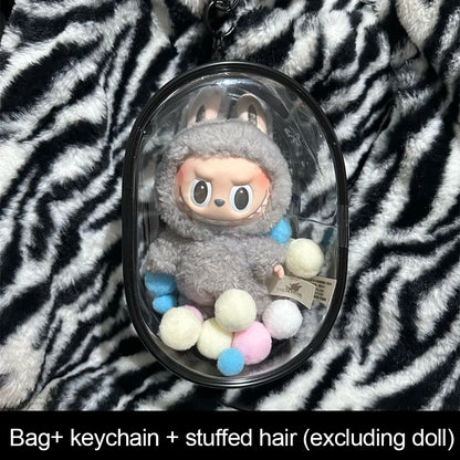 Ropa Labubu Transparent Protector Case Display Bag For 15/17cm Labubu V2 Storage Bag Doll Outfit Accessories【Only Case】