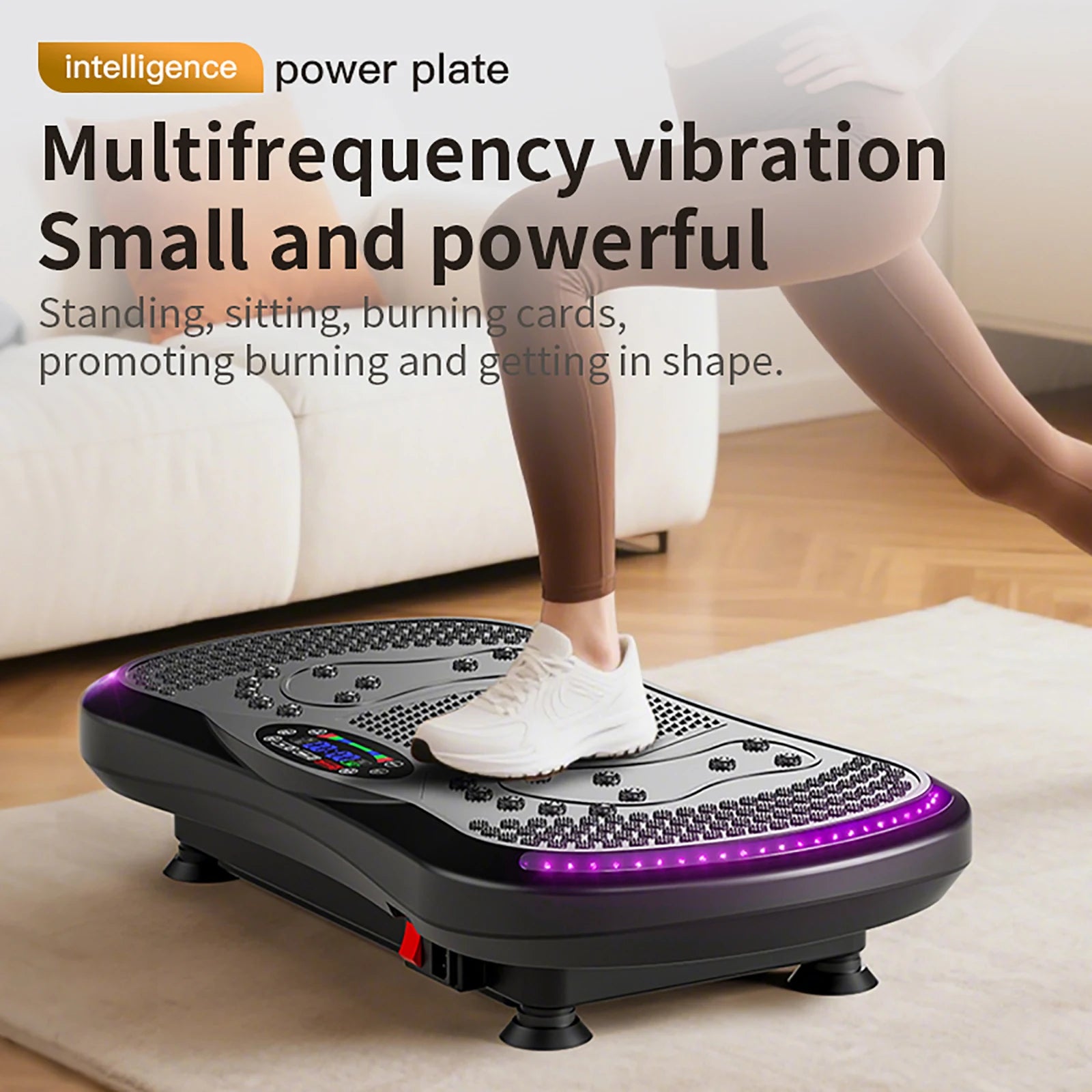 LED Light Vibration Plate Exercise Machine 200kg 9 Mode for Full Body Training Fat Burning&Muscle Building Weight Loss&Shaping