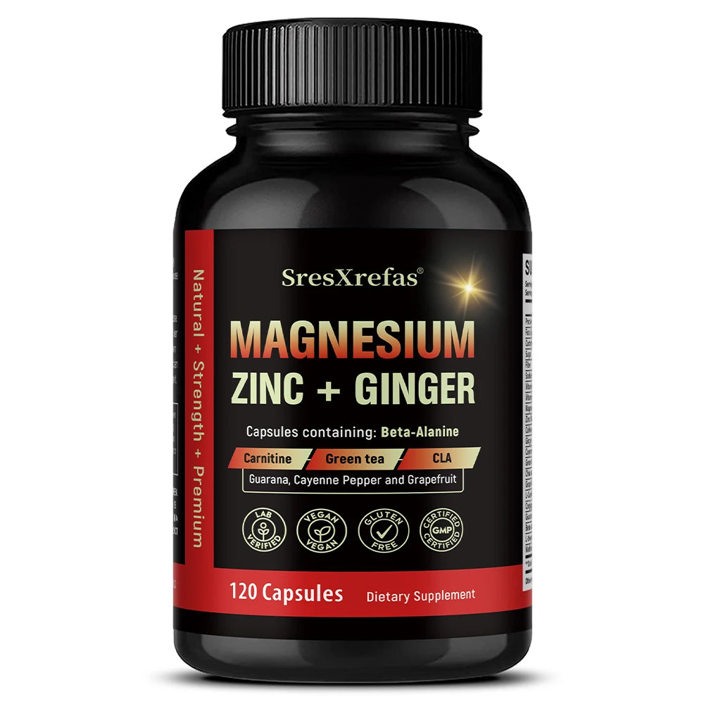 Magnesium + Carnitine + Zinc Capsules - Vitamin B Complex, Supports energy health, Improves muscle strength, Balances metabolism