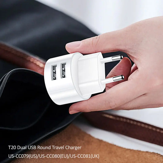 Round Quick Charge Mobile Phone Charging Wall Charger Dual USB Charger Charging Adapter Travel Charger - Merit Sell