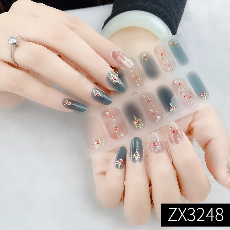 3D Waterproof Nail Art Stickers Self-Adhesive Fashion Colorful Manicure Decal UV LED Lamp Need Gel Nail Decals Nail Decoration