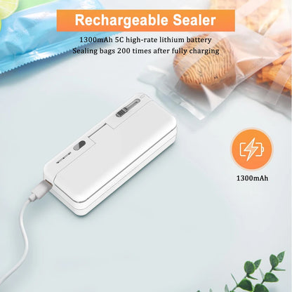 Mini Plastic Bag Sealer Portable Handheld Food Sealer 2 in 1 Rechargable Food Packaging Heat Sealer Thermal Plastic Bag Sealants