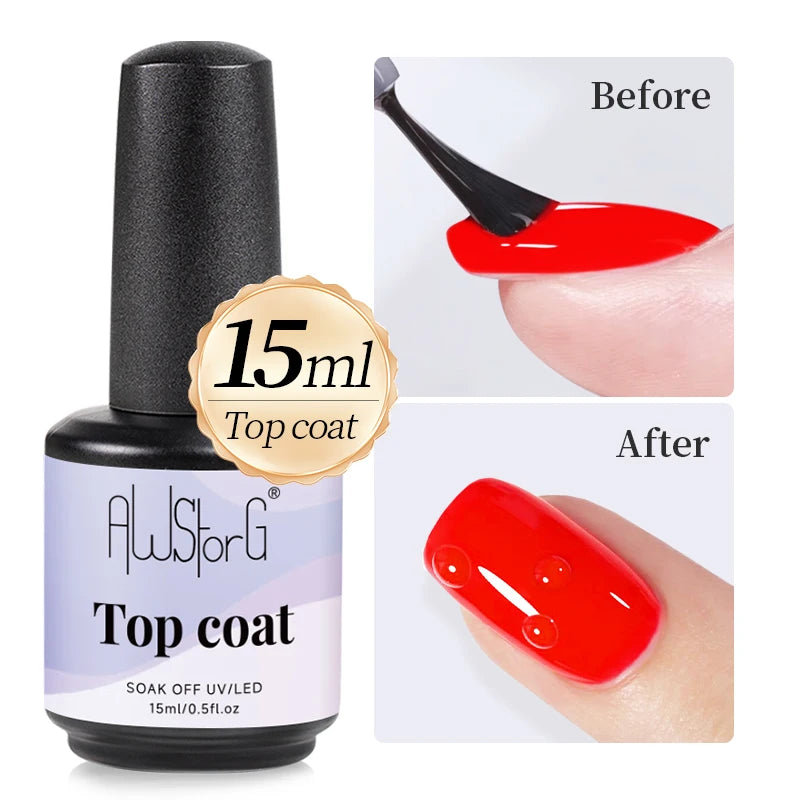 AWStorG 15ML Fiber Builder Nail Gel In A Bottle UV Semi Permanent Clear Pink Nail Strengthener Extension Construction Gel