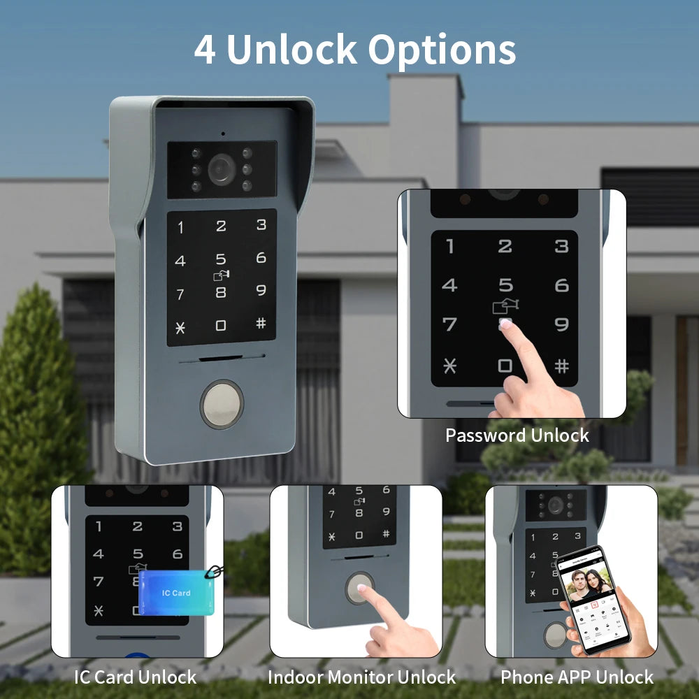 Wifi 1080P Video Intercom Video Doorbell Color Touch Screen Camera Access Control Security IP Villa RFID Support Tuya App