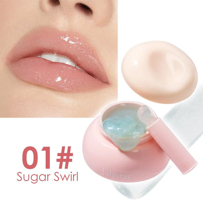 Long-lasting Moisturizing Solid Lip Jelly Red Tinted Lip & Cheek Jam Lip Balm Smooth Gloss Jelly LipGloss Water Light Lipsticks