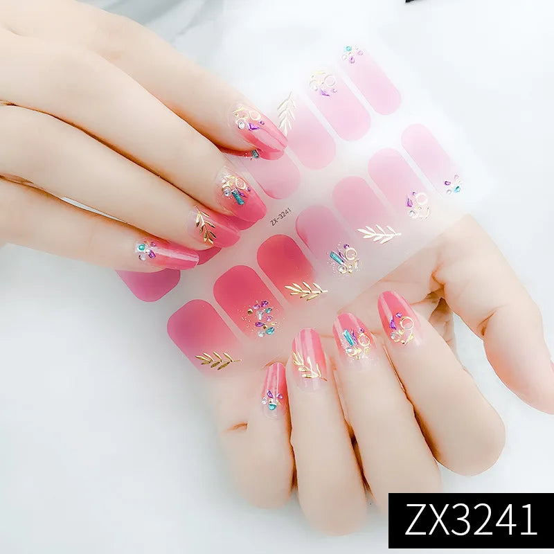 3D Waterproof Nail Art Stickers Self-Adhesive Fashion Colorful Manicure Decal UV LED Lamp Need Gel Nail Decals Nail Decoration