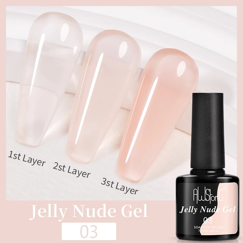 AWStorG 15ML Fiber Builder Nail Gel In A Bottle UV Semi Permanent Clear Pink Nail Strengthener Extension Construction Gel