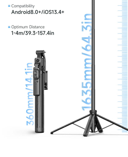 C17 Tripod 360°Auto-Rotation AI Tracking Remote Control Bluetooth Shooting Quadrapod Selfie Stick Stabilizer Optional Fill Light