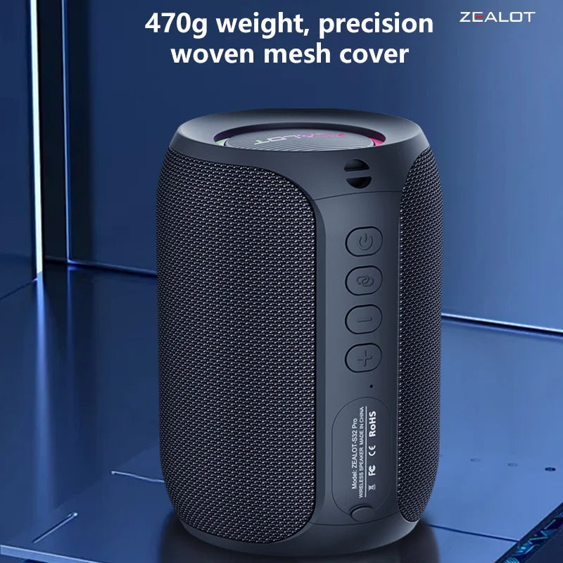 Zealot S32 Pro 15W Wireless Speakers, Featuring Wireless Connectivity,a 3600Mah Battery for 12 Hours of Loud Stereo Playtime.