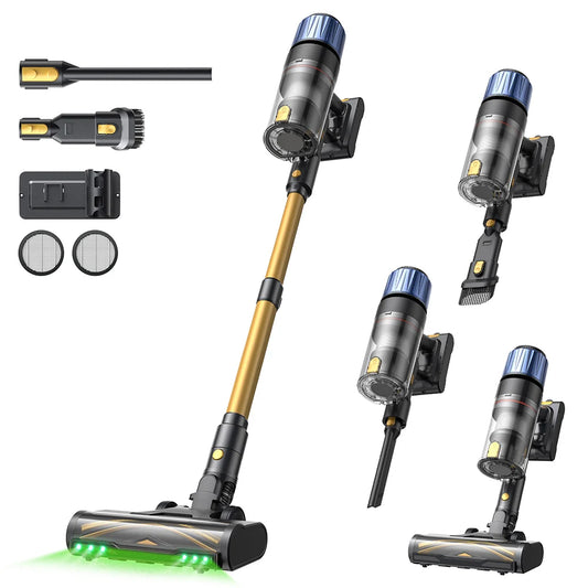 Proscenic P15 Cordless Vacuum Cleaner, 580W 50Kpa Suction, 70 Min Runtime, Anti-tangle Brush, Green Light, 6 Layers Filter