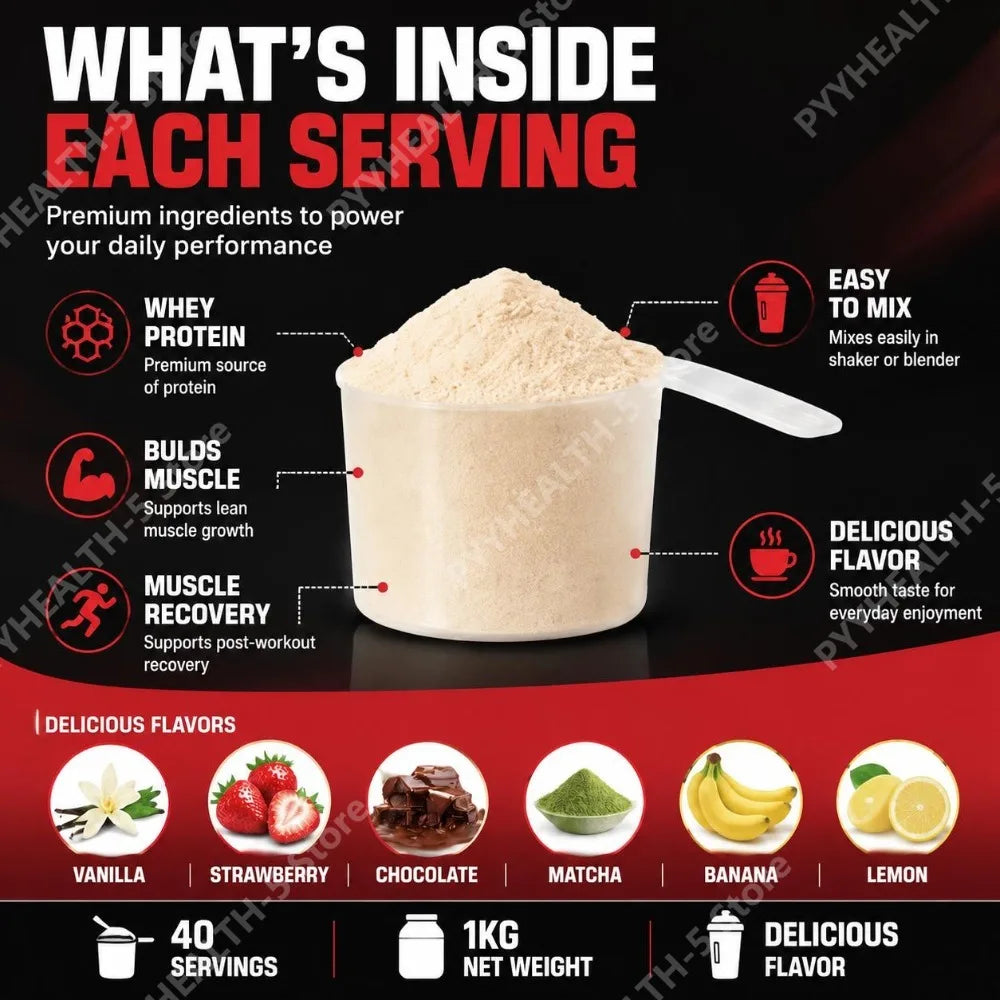 NurtureNova Whey Protein Powder Build Muscle Muscle Recovery Sports Vanilla Flavor Whey Protein Powder 40 Servings 1kg (35.2oz)