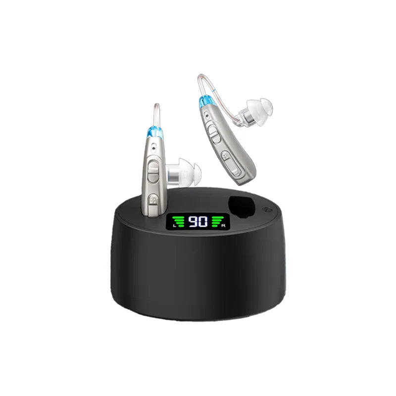 Bluetooth Hearing Aid Magnetic Digital Display With Charging Compartment Long-Lasting Battery Life Intelligent Noise Reduction