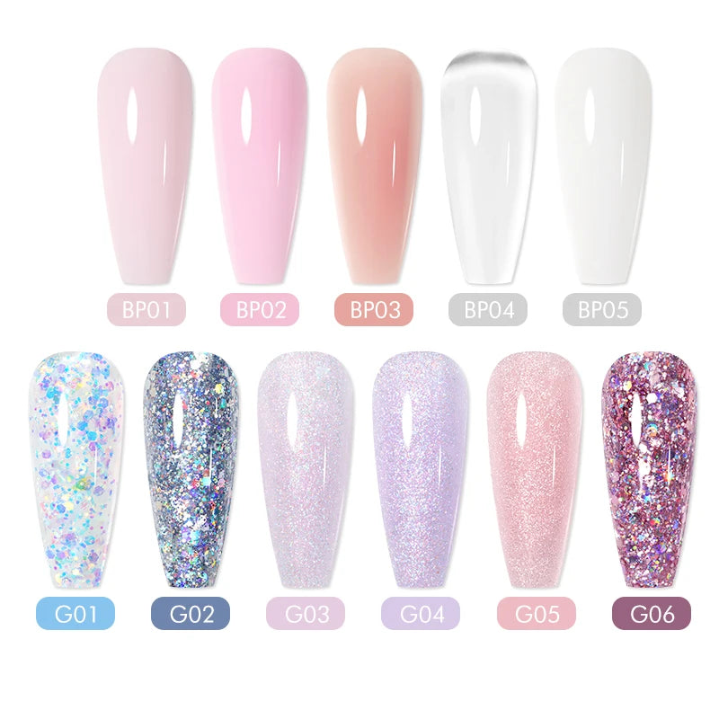 BORN PRETTY 30ml Extension Nail Gel Polish Glitter Crystal Nail Art Fast Extend Nude Pink Varnis Semi Permanent UV Hard Gel Nail