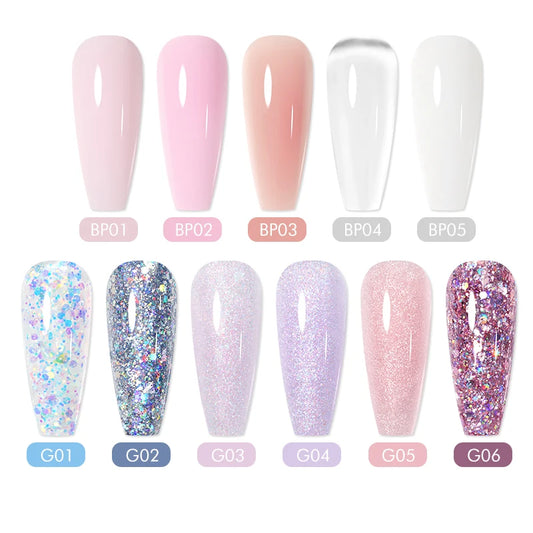 BORN PRETTY 30ml Extension Nail Gel Polish Glitter Crystal Nail Art Fast Extend Nude Pink Varnis Semi Permanent UV Hard Gel Nail