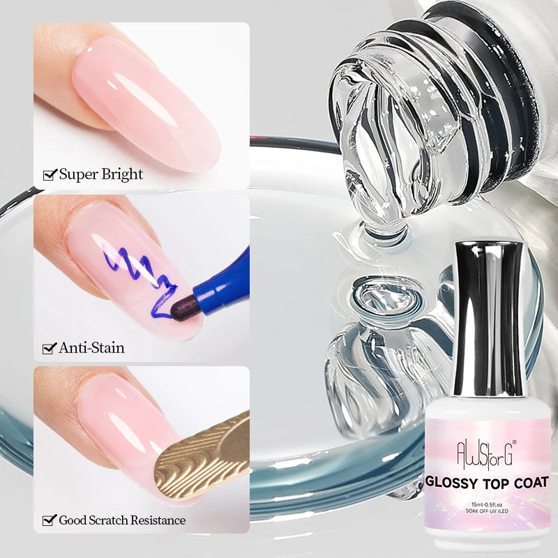 AWStorG 15ML Fiber Builder Nail Gel In A Bottle UV Semi Permanent Clear Pink Nail Strengthener Extension Construction Gel